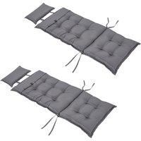 Outsunny Set of 2 Garden Chair Cushion Seat, 120L x 50W x 9D cm High Back Dining Chair Padded Patio Chair with Pillow for Indoor and Outdoor Use, Dark Grey