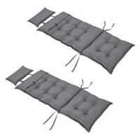 Outsunny 2 Pieces Patio Chair Cushion Set, High Back Seat Pads with Pillow, Grey
