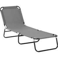 Outsunny Portable Folding Sun Lounger With 5-Position Adjustable Backrest Relaxer Recliner with Lightweight Frame Great for Pool or Sun Bathing Grey