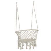 Outsunny Hanging Hammock Chair Macrame Seat for Patio Garden Cream White
