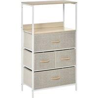 HOMCOM Chest of Drawers Bedroom Unit Storage Cabinet with 4 Fabric Bins for Living Room, Bedroom and Entryway, White