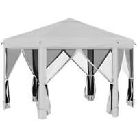 Outsunny 3.2m Pop Up Gazebo Hexagonal Canopy Tent Outdoor w/ Bag Light Grey