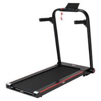 HOMCOM Electric Folding Treadmill w/ Wheels, Safety Button and LED Monitor