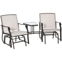 Outsunny Double Glider Companion Rocking Chairs Loveseat Garden Table