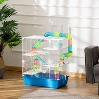 Pawhut Large Hamster House With Water Bottle - Blue