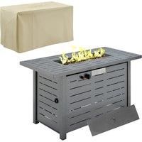 Outdoor Propane Fire Pit Table 50000 BTU Gas Firepit w/ Cover and Lava Rocks
