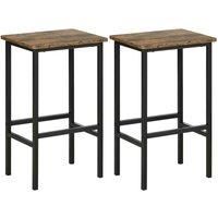 HOMCOM Industrial Bar Stools Set Of 2 Kitchen Bar Chairs Rustic Brown