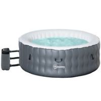 Outsunny Inflatable Hot Tub Spa w/ Pump, 4 Person, Light Grey