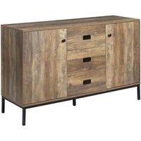HOMCOM Industrial Sideboard, Storage Cabinet, Accent Cupboard with Drawers, Adjustable Shelves for Kitchen, Dining Room, Living Room, Distressed Brown