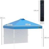 Outsunny 3x3(M) Pop Up Gazebo Tent with 1 Sidewall, Roller Bag, Adjustable Height, Event Shelter Tent for Garden, Patio, Blue