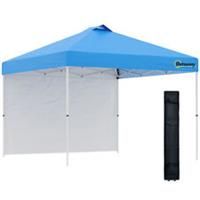 Outsunny 3x(3)M Pop Up Gazebo Canopy Tent w/ 1 Sidewall Carrying Bag Blue