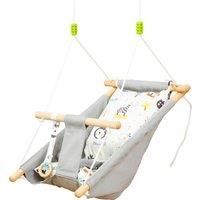 Outsunny Kids Hammock Chair, Baby Relax Hanging Swing, with Cotton Padded Pillow, Wooden Frame, Indoor Outdoor Use, Aged 6-36 months, Grey