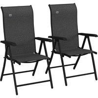 Outsunny Set Of 2 Outdoor Rattan Folding Chair Set - Grey