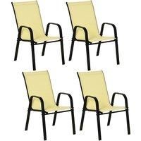 Outsunny Set of 4 Garden Dining Chair Set Stackable Outdoor Patio Furniture Set with High Back and Armrest, Beige