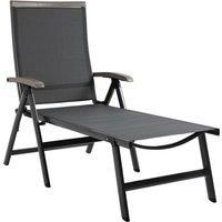 Outsunny Outdoor Folding Sun Lounger, 5-Position Adjustable Chaise Lounge Chair with Aluminium Frame for Patio, Pool and Garden, Grey