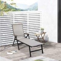 Outsunny Outdoor Folding Sun Lounger, 5-Position Adjustable Chaise Lounge Chair with Aluminium Frame for Patio, Pool and Garden, Brown