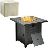 Outsunny Outdoor Propane Gas Fire Pit Table With Rain Cover 40000 Btu - Black