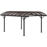 Outsunny 5 x 3(m) Hardtop Carport Aluminium Gazebo Pavilion Garden Shelter Pergola with Polycarbonate Roof, Brown