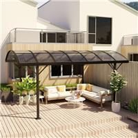 Outsunny 5 x 3(m) Hardtop Carport Aluminium Gazebo Pavilion Garden Shelter Pergola with Polycarbonate Roof, Brown