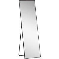 HOMCOM Full Length Dressing Mirror, Floor Standing or Wall Hanging, Aluminum Alloy Framed Full Body Mirror for Bedroom, Living Room, Black