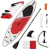 Outsunny Inflatable Paddle Stand Up Board, Non-Slip Deck Board w/ Aluminium Paddle, ISUP Accessories, Carry Bag, 305L x 76W x 15Hcm - White
