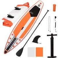 Outsunny 10/'6" x 30" x 6" Inflatable Stand Up Paddle Board, Non-Slip Deck Board with Adj Paddle, ISUP Accessories and Carry Bag, for Youth Adults Beginner, White