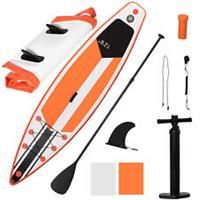 Outsunny 10Ft Inflatable Paddle Stand Up Board w/ Adjustable Paddle  White