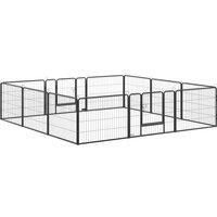 PawHut Heavy Duty Pet Playpen, 12 Panels Puppy Play Pen, Foldable Steel Dog Exercise Fence, with 2 Doors Locking Latch, 80 x 60 cm