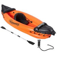 Outsunny Inflatable Kayak, 1Person Inflatable Boat, Inflatable Canoe Set Orange