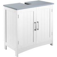 kleankin Pedestal Under Sink Cabinet with Double Doors, Modern Bathroom Vanity Unit, Storage Cupboard with Adjustable Shelves, White