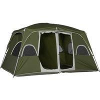 Outsunny Camping Tent, Family Tent 4-8 Person 2 Room, with Large Mesh Windows, Easy Set Up for Backpacking Hiking Outdoor, Green