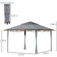 Outsunny 4 x 4m Pop-up Gazebo Double Roof Canopy Tent with UV Proof, Roller Bag & Adjustable Legs Outdoor Party, Steel Frame, Dark Grey