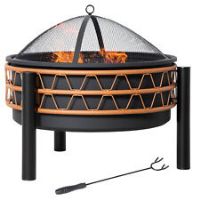 Outsunny Outdoor Fire Pit Portable Firebowl w/ Cover Poker For Patio Backyard