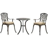 Outsunny 3 PCs Aluminium Garden Coffee Table Set w/ Parasol Hole & Cushions