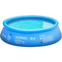 Outsunny Inflatable Swimming Pool Family-Sized Blow Up Pool Round Paddling Pool with Hand Pump for Kids, Adults, Outdoor, Backyard, 274cm x 76cm, Blue