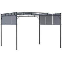 Outsunny 3(m) Steel Pergola Garden Gazebo w/ Retractable Canopy, Dark Grey