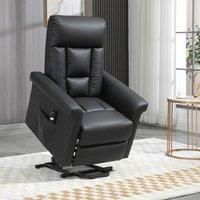 HOMCOM Power Lift Chair PU Leather Recliner Sofa Chair With Remote Control, Side Pocket, Black