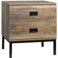 HOMCOM Retro Bedside Table, End Side Table with 2 Drawers, Metal Frame for Bedroom, Living Room, Coffee