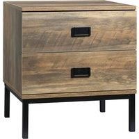 HOMCOM Retro Bedside Table, End Side Table with 2 Drawers, Metal Frame for Bedroom, Living Room, Coffee