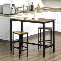HOMCOM 3piece Industrial Bar Table Set Table & 2 Chairs Rustic Brown
