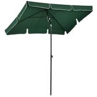 Outsunny Aluminium Sun Umbrella Parasol Patio Rectangular Tilt 2M x 1.3M Green