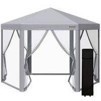 Outsunny 3 x 3(m) Pop Up Gazebo Foldable Canopy Tent w/ Roller Bag, Grey