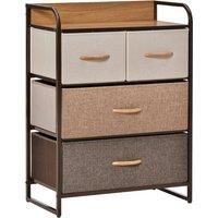 4-Drawer Dresser Storage Tower with Steel Frame Wood Top for Bedroom Hallway
