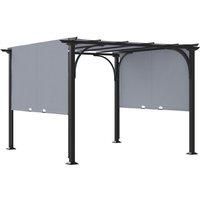 Outsunny 3 x 3(m) Garden Pergola, Outdoor Retractable Pergola Gazebo with Adjustable Canopy, Sun Shade Patio Canopy Shelter, Grey