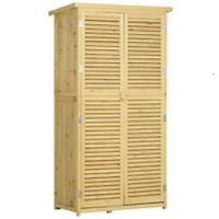Outsunny 87 x 47 x 160cm Wooden Garden Storage Shed w/ Asphalt Roof, Natural