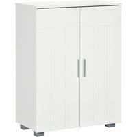 kleankin Modern Bathroom Floor Cabinet, Free Standing Linen Cabinet, Storage Cupboard with 3 Tier Shelves, White
