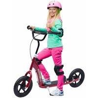 HOMCOM Teen Push Scooter Kids Children Stunt Scooter w/ 12" EVA Tyres, Red