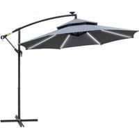 Outsunny 3m Cantilever Banana Parasol w/Solar LEDs - Grey