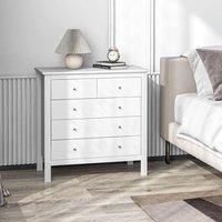 HOMCOM Modern 5 Drawer Chest Of Drawers With Metal Handles White