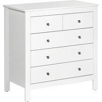 HOMCOM Modern Chest of Drawers, 5 Drawer Storage Cabinet with Metal Handles and Runners for Bedroom, White
